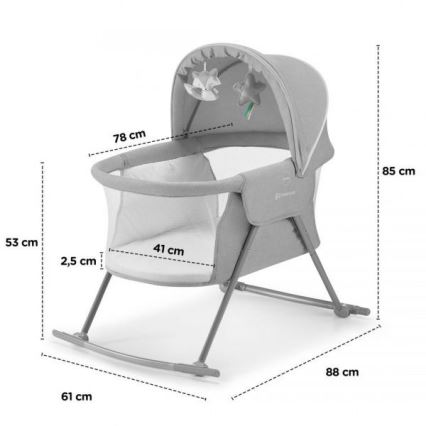KINDERKRAFT - Berço 3 em 1 LOVI cinzento