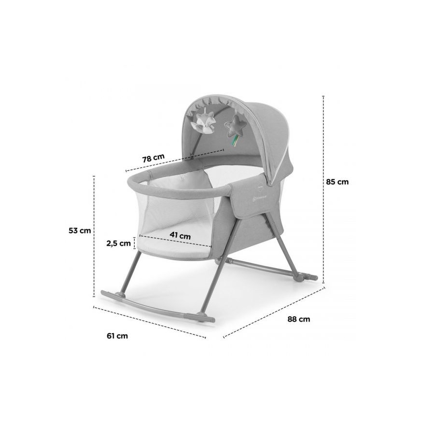 KINDERKRAFT - Berço 3 em 1 LOVI cinzento
