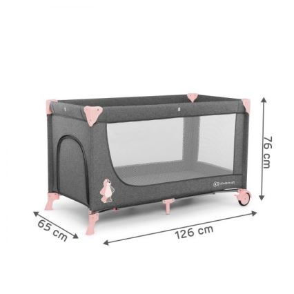 KINDERKRAFT - Berço de viagem JOY cinzento-rosa