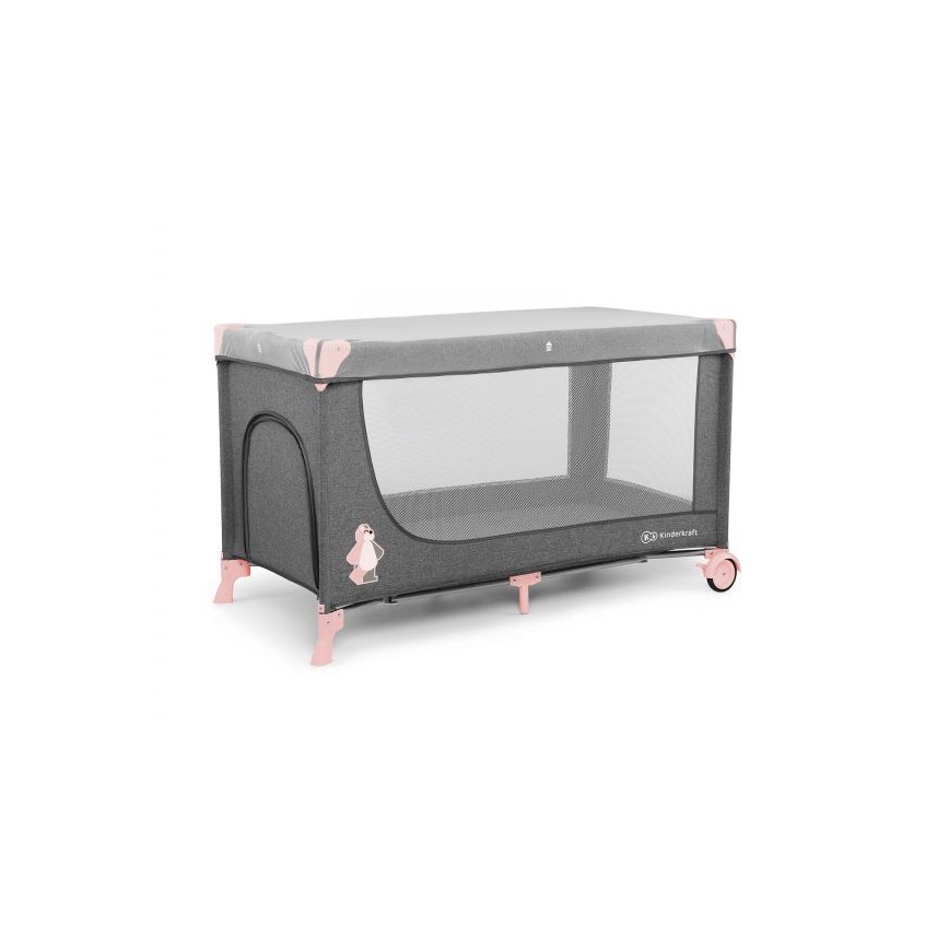 KINDERKRAFT - Berço de viagem JOY cinzento-rosa