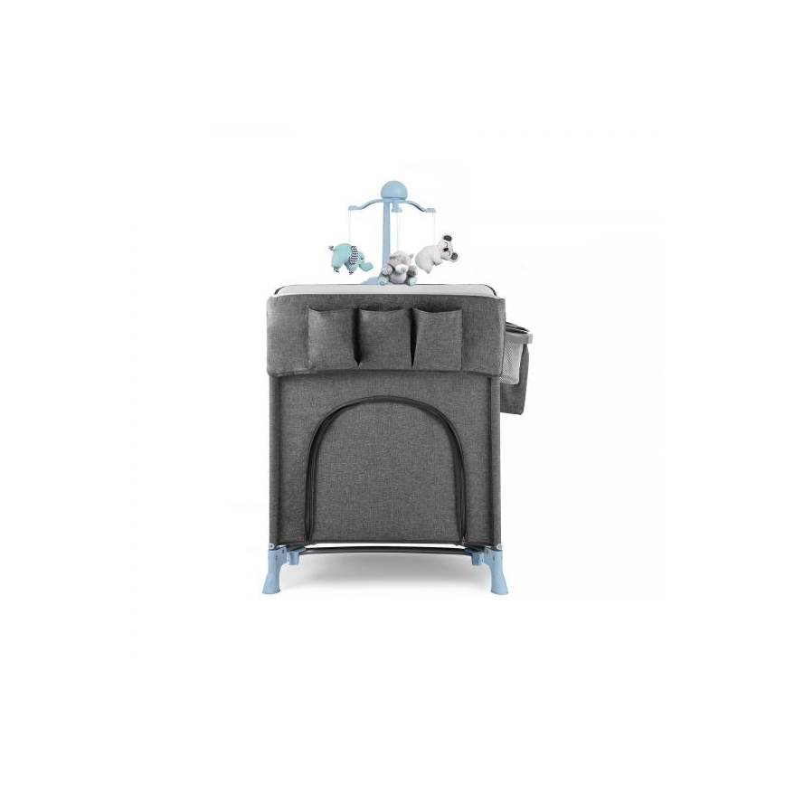 KINDERKRAFT - Berço de viagem JOY com acessórios em cinzento-azul