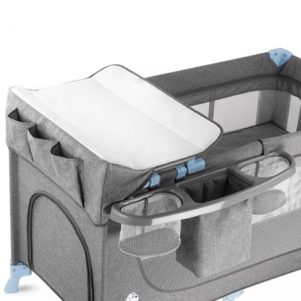 KINDERKRAFT - Berço de viagem JOY com acessórios em cinzento-azul