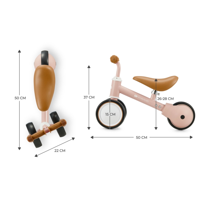 KINDERKRAFT - Bicicleta de empurrar CUTIE rosa