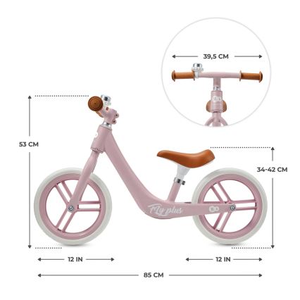 KINDERKRAFT - Bicicleta de empurrar FLY PLUS Powder rosa