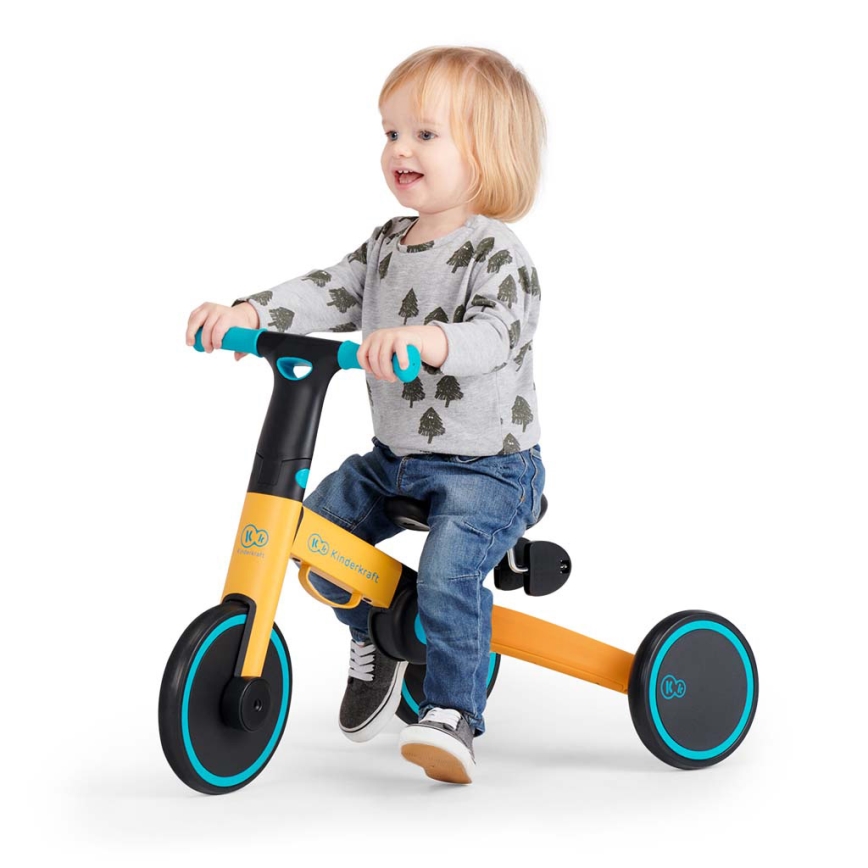KINDERKRAFT - Bicicleta de empurrar para criança 3em1 4TRIKE amarelo/turquesa
