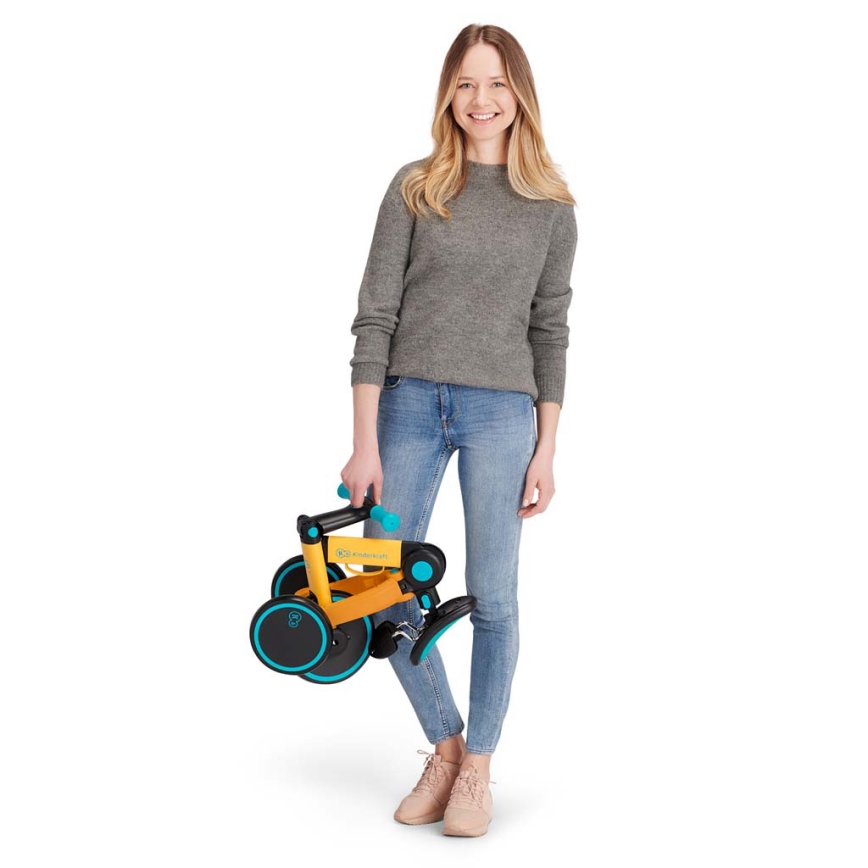 KINDERKRAFT - Bicicleta de empurrar para criança 3em1 4TRIKE amarelo/turquesa
