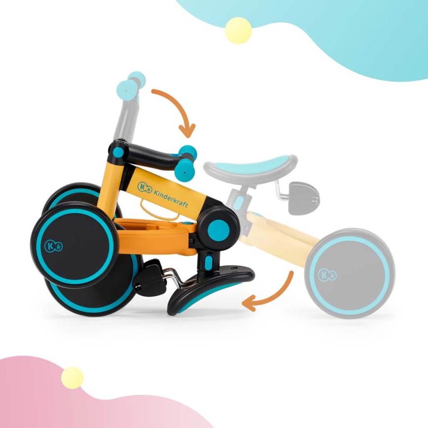 KINDERKRAFT - Bicicleta de empurrar para criança 3em1 4TRIKE amarelo/turquesa