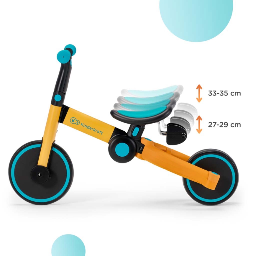 KINDERKRAFT - Bicicleta de empurrar para criança 3em1 4TRIKE amarelo/turquesa