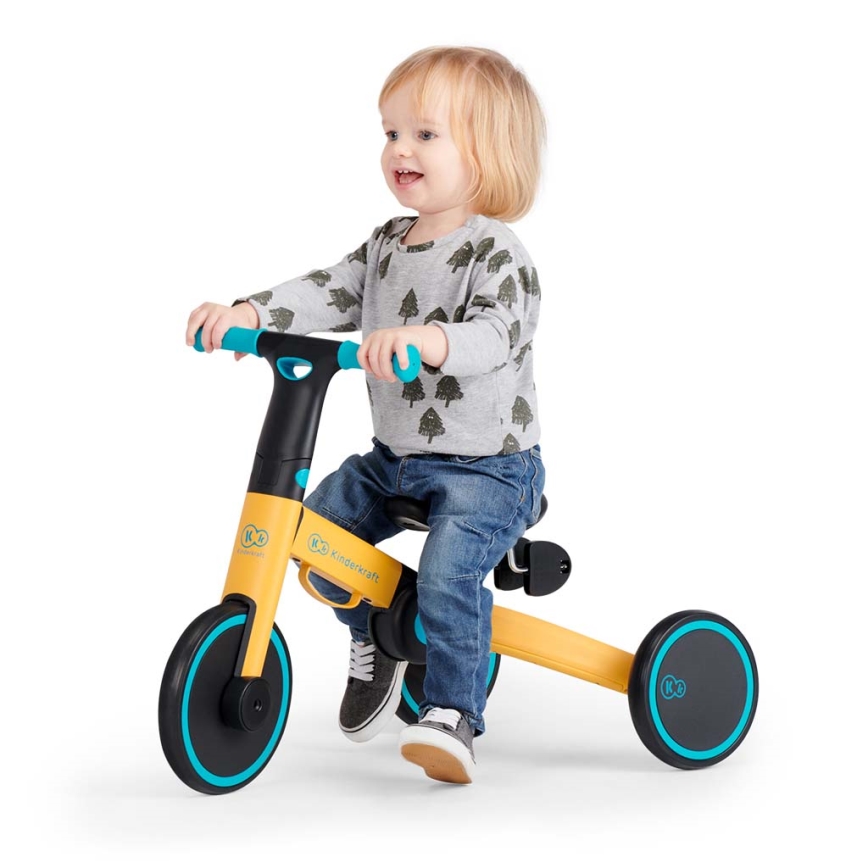 KINDERKRAFT - Bicicleta de empurrar para criança 3em1 4TRIKE amarelo/turquesa