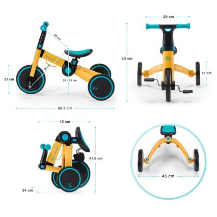 KINDERKRAFT - Bicicleta de empurrar para criança 3em1 4TRIKE rosa
