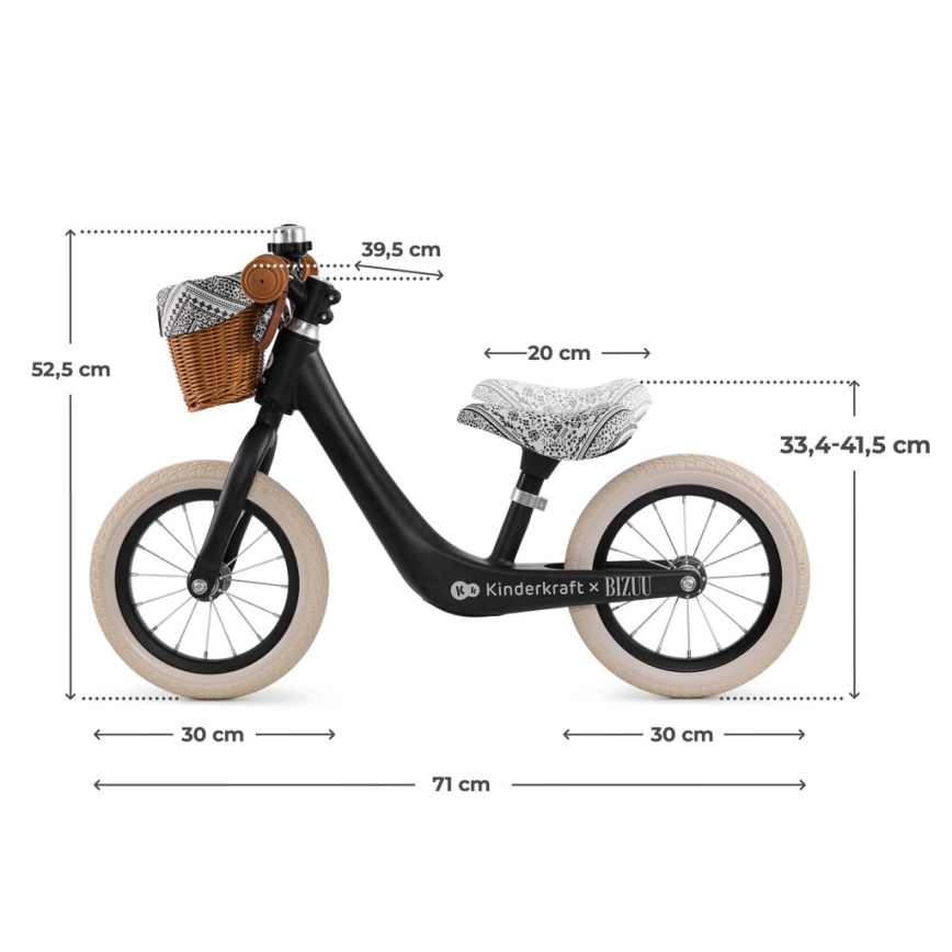 KINDERKRAFT - Bicicleta sem pedais RAPID 2 Lunar Black Bizuu