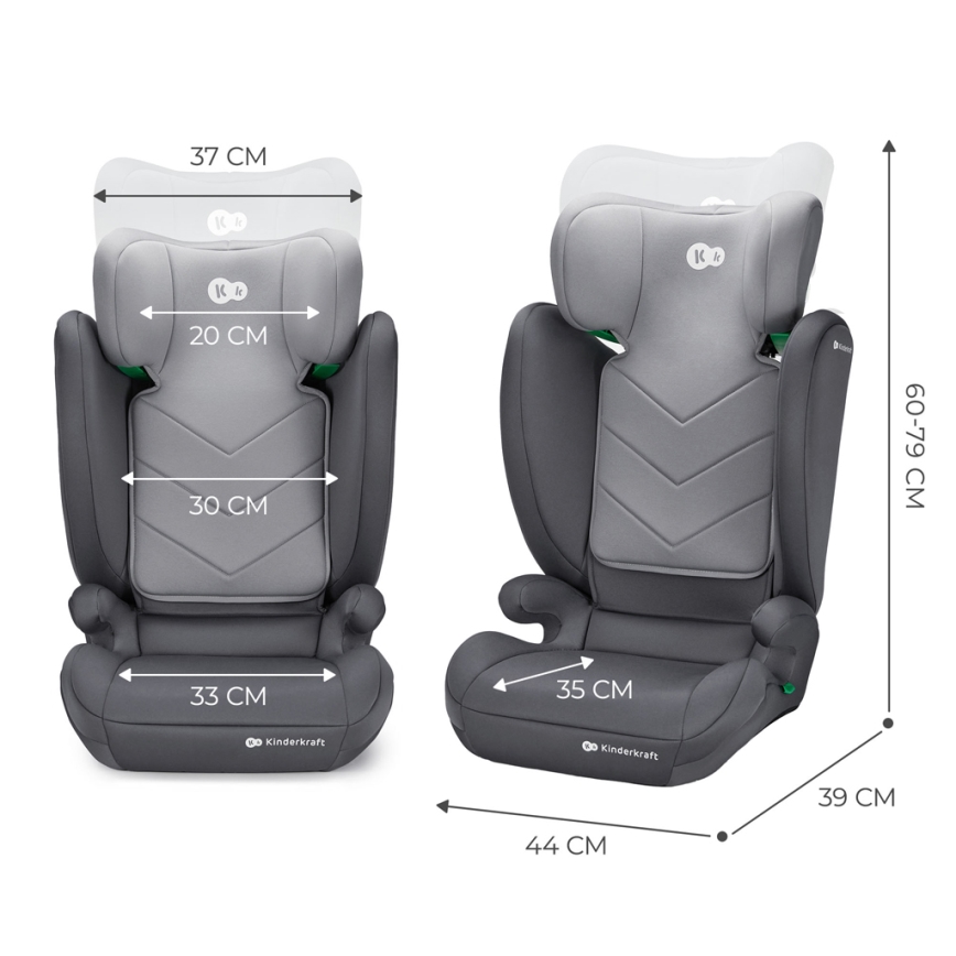 KINDERKRAFT - Cadeira auto I-SPARK i-Tamanho (100-150 cm) cinzento