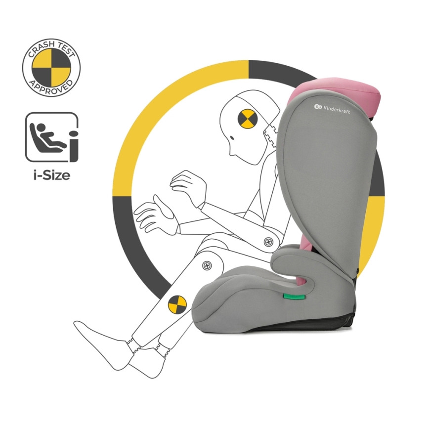 KINDERKRAFT - Cadeira auto I-SPARK i-Tamanho (100-150 cm) rosa