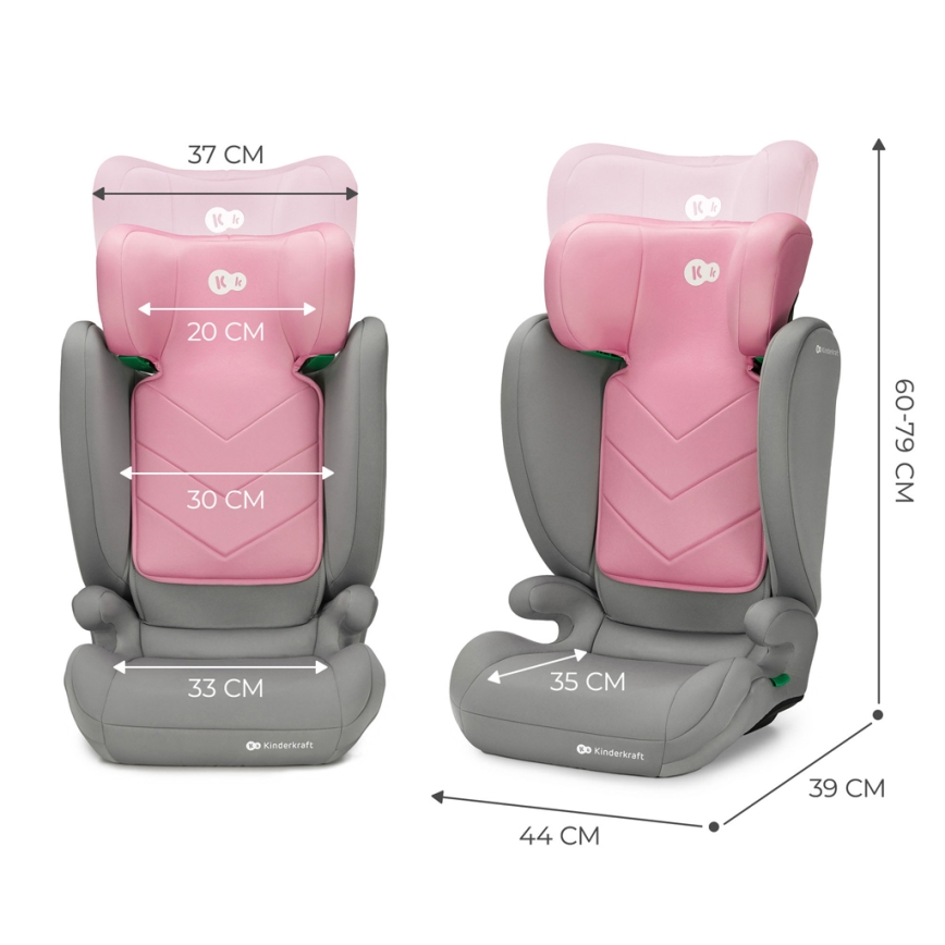 KINDERKRAFT - Cadeira auto I-SPARK i-Tamanho (100-150 cm) rosa