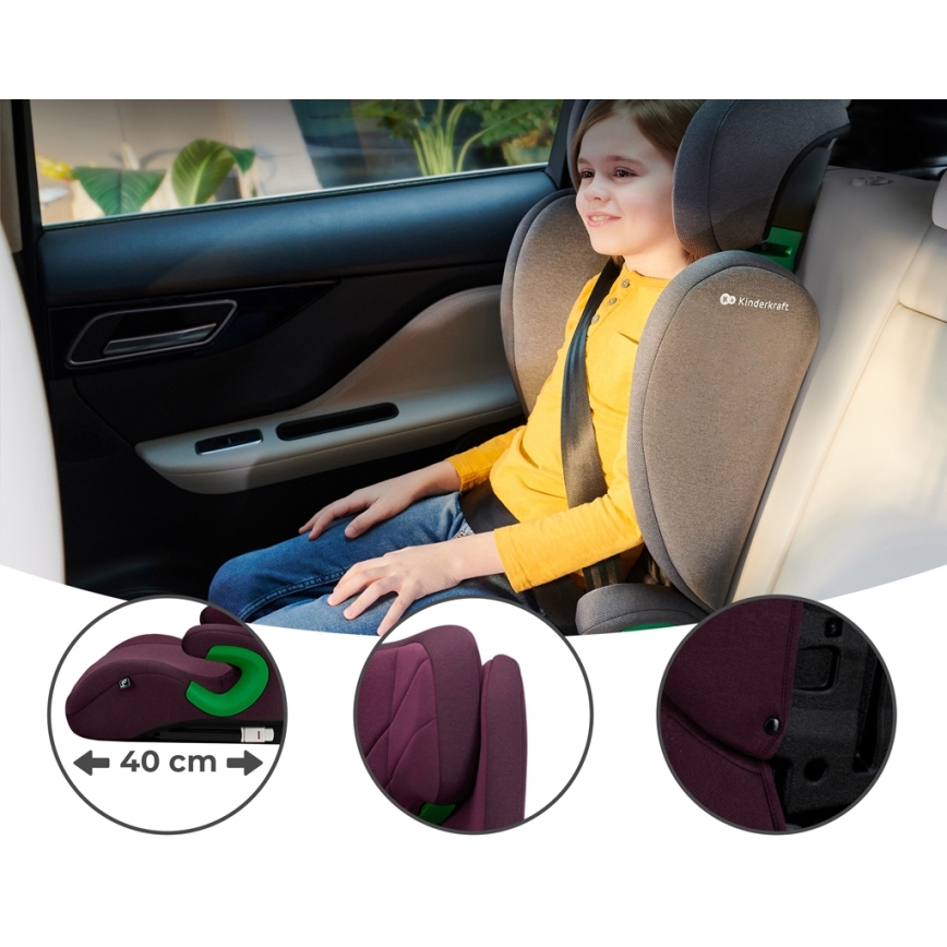 KINDERKRAFT - Cadeira auto JUNIOR FIX 2 (100-150 cm) Cherry pearl