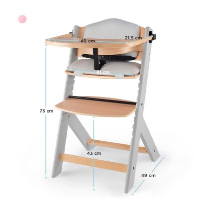 KINDERKRAFT - Cadeira de jantar para bebés com estofos ENOCK cinzenta