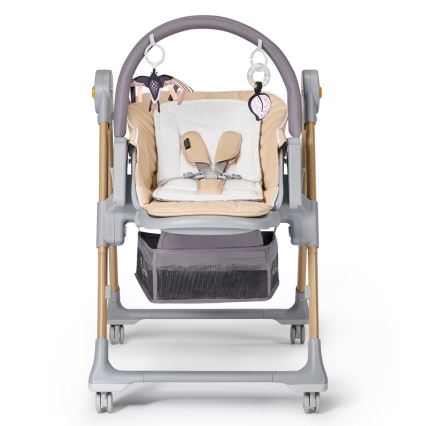 KINDERKRAFT - Cadeira de refeição para criança 2em1 LASTREE bege/cinzento