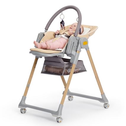 KINDERKRAFT - Cadeira de refeição para criança 2em1 LASTREE bege/cinzento