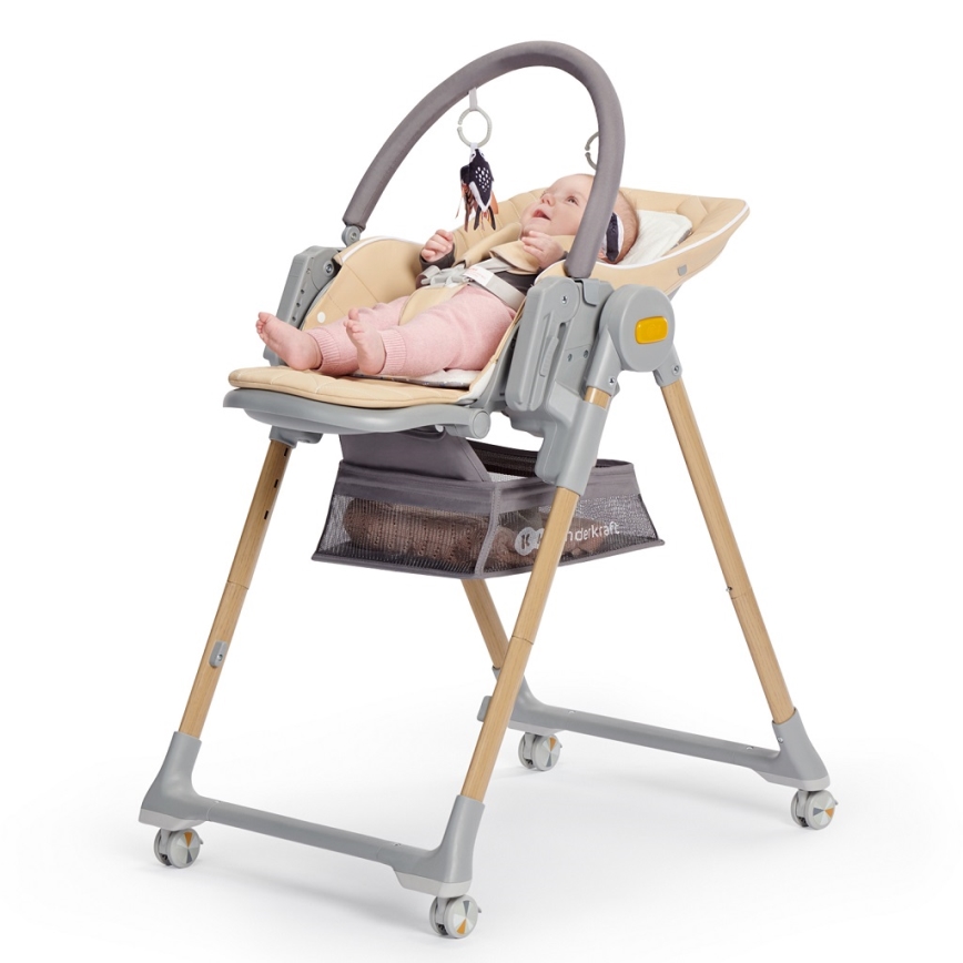 KINDERKRAFT - Cadeira de refeição para criança 2em1 LASTREE bege/cinzento