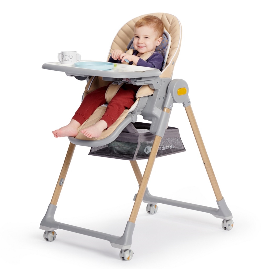 KINDERKRAFT - Cadeira de refeição para criança 2em1 LASTREE bege/cinzento