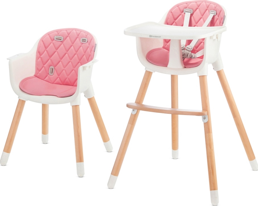 KINDERKRAFT - Cadeira de refeição para criança 2v1 SIENNA faia/rosa