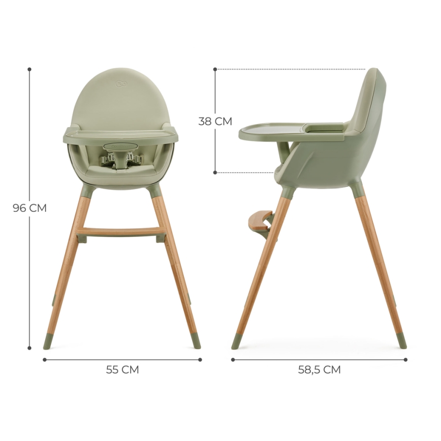 KINDERKRAFT - Cadeira de refeição para criança FINI2 faia/verde