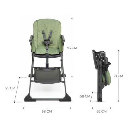 KINDERKRAFT - Cadeira de refeição para criança FOLDEE verde
