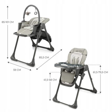 KINDERKRAFT - Cadeira de refeição para criança TUMMIE cinzento