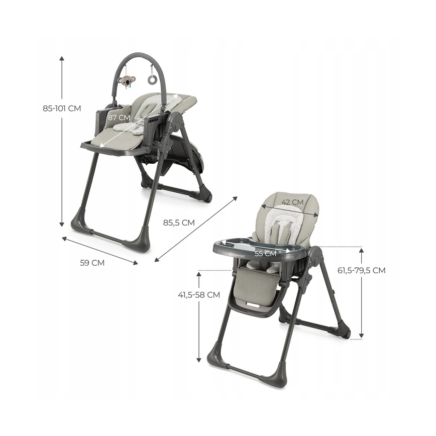 KINDERKRAFT - Cadeira de refeição para criança TUMMIE cinzento
