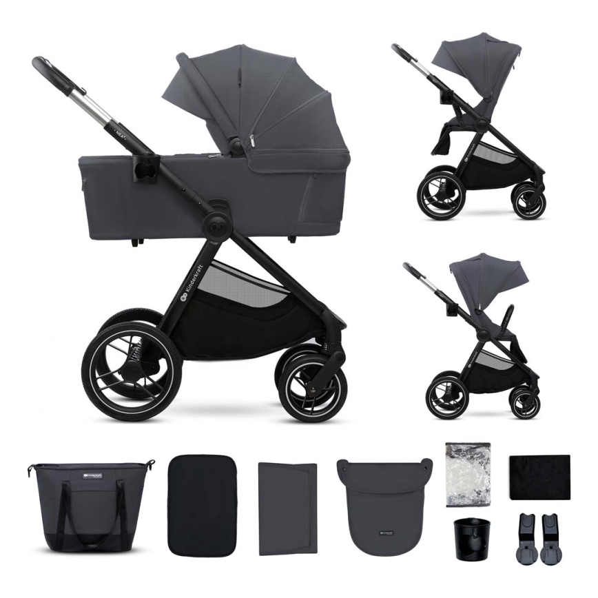 KINDERKRAFT - Carrinho de bebé combinado 2em1 NEA 2 Cinzento escuro