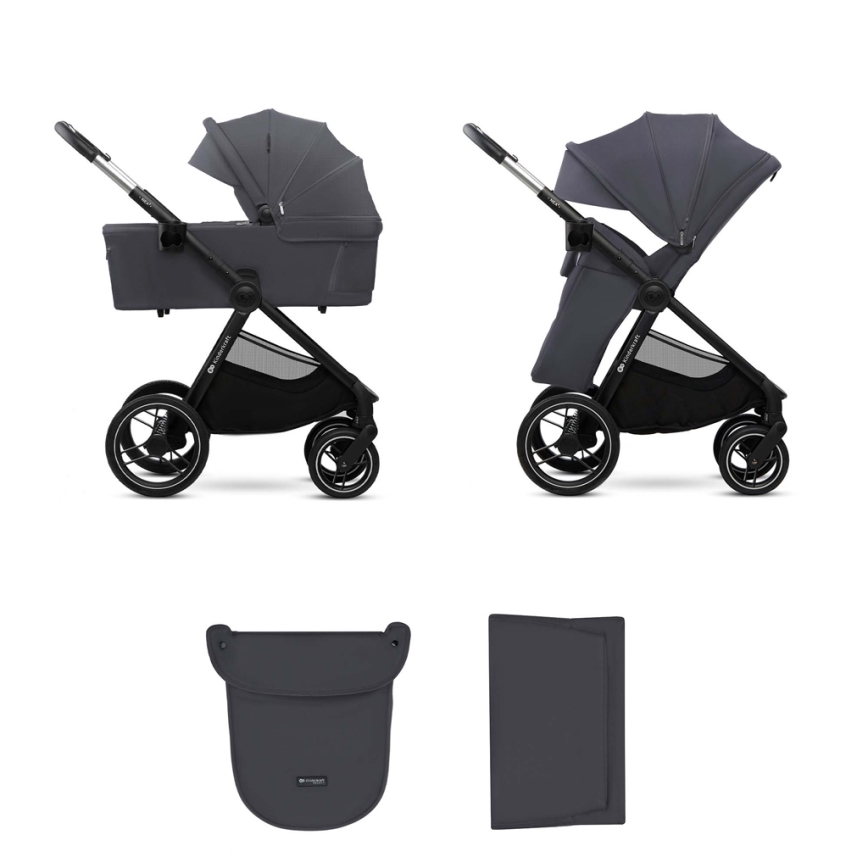 KINDERKRAFT - Carrinho de bebé combinado 2em1 NEA 2 Cinzento escuro