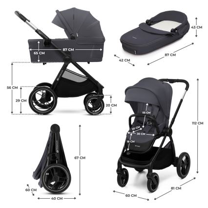 KINDERKRAFT - Carrinho de bebé combinado 2em1 NEA 2 Cinzento escuro