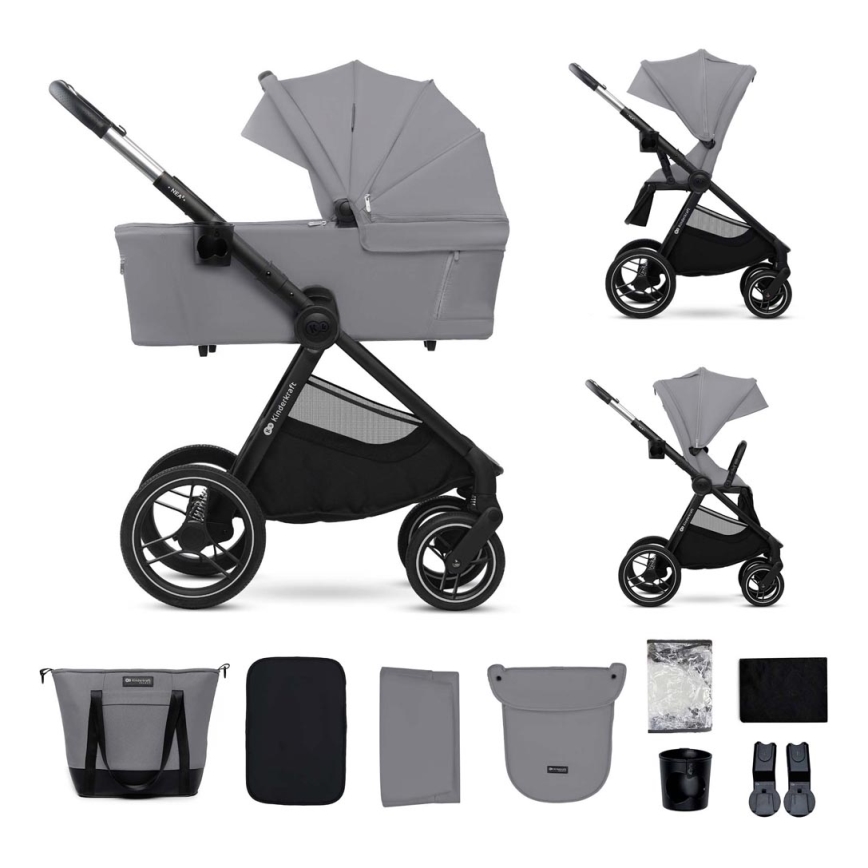 KINDERKRAFT - Carrinho de bebé combinado 2em1 NEA 2 Platinum cinzento