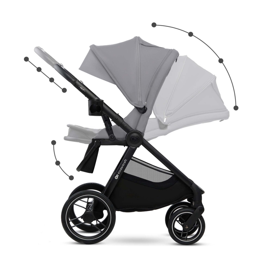KINDERKRAFT - Carrinho de bebé combinado 2em1 NEA 2 Platinum cinzento