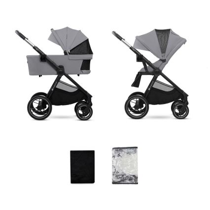 KINDERKRAFT - Carrinho de bebé combinado 2em1 NEA 2 Platinum cinzento