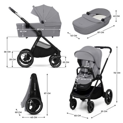 KINDERKRAFT - Carrinho de bebé combinado 2em1 NEA 2 Platinum cinzento