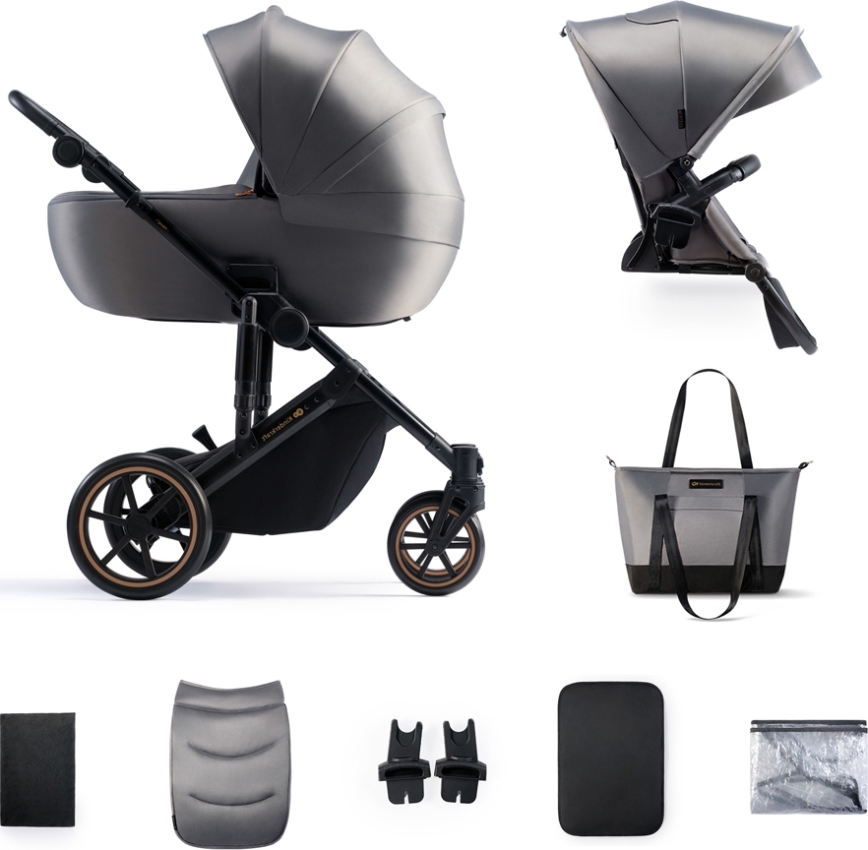 KINDERKRAFT - Carrinho de bebé combinado 2em1 PRIME 2 cinzento