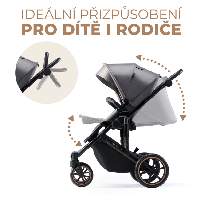 KINDERKRAFT - Carrinho de bebé combinado 2em1 PRIME 2 cinzento