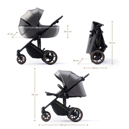 KINDERKRAFT - Carrinho de bebé combinado 2em1 PRIME 2 cinzento