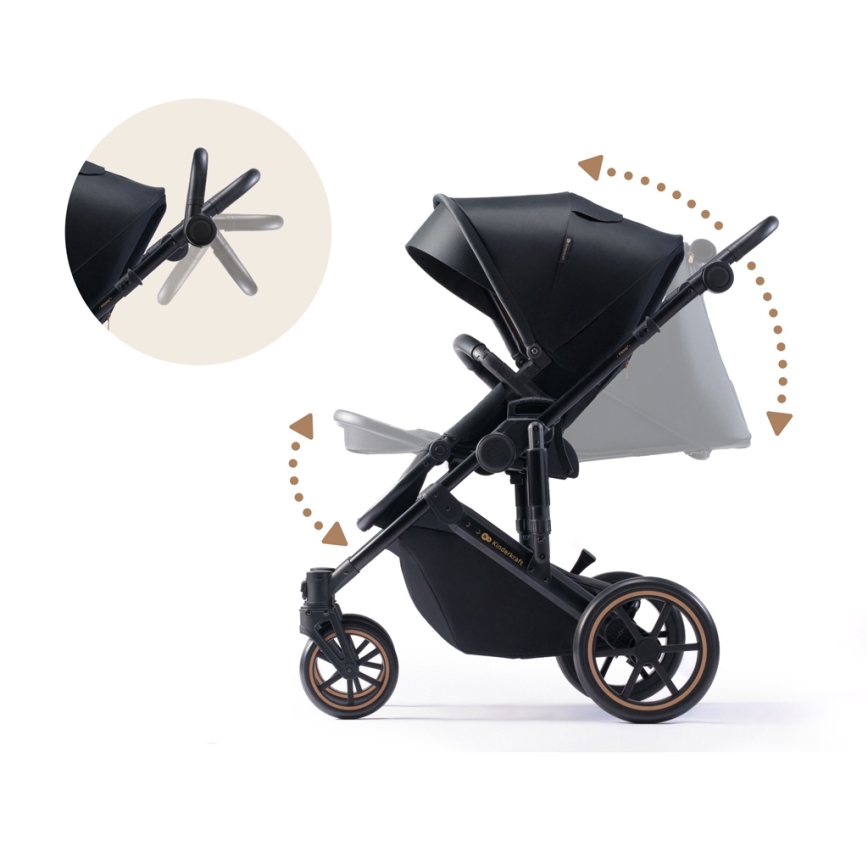 KINDERKRAFT - Carrinho de bebé combinado 2em1 PRIME 2 preto