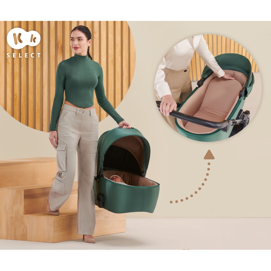 KINDERKRAFT - Carrinho de bebé combinado 2em1 PRIME 2 verde