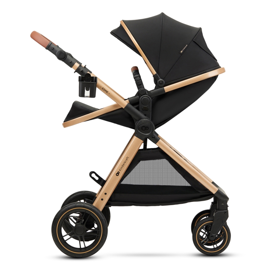 KINDERKRAFT - Carrinho de bebé combinado 3em1 ESME Pure preto + assento de automóvel MINK PRO