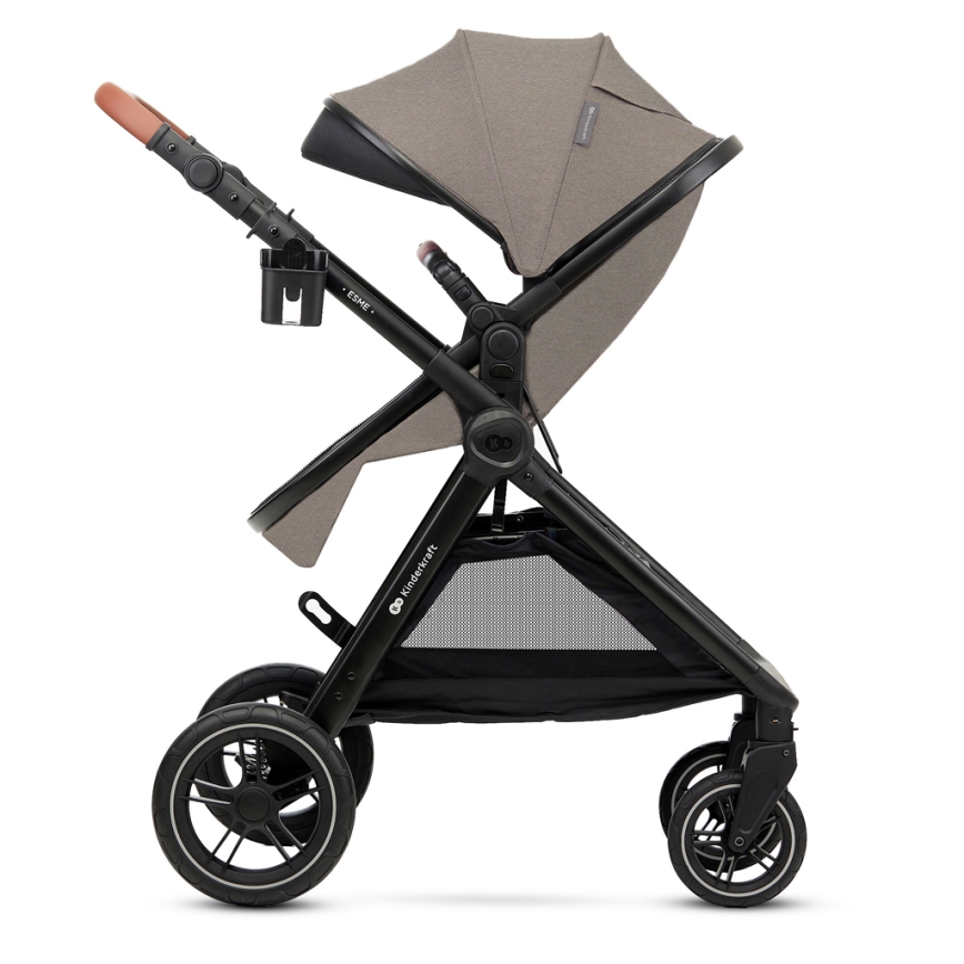 KINDERKRAFT - Carrinho de bebé combinado 3em1 ESME Sand bege + assento de automóvel MINK PRO