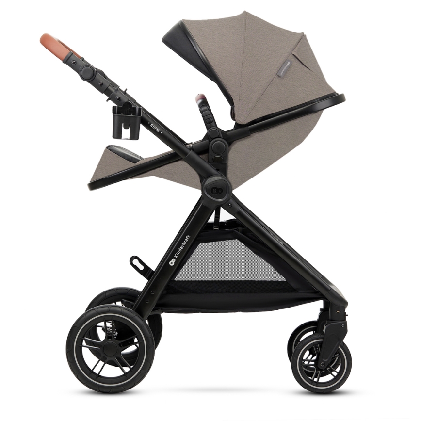 KINDERKRAFT - Carrinho de bebé combinado 3em1 ESME Sand bege + assento de automóvel MINK PRO