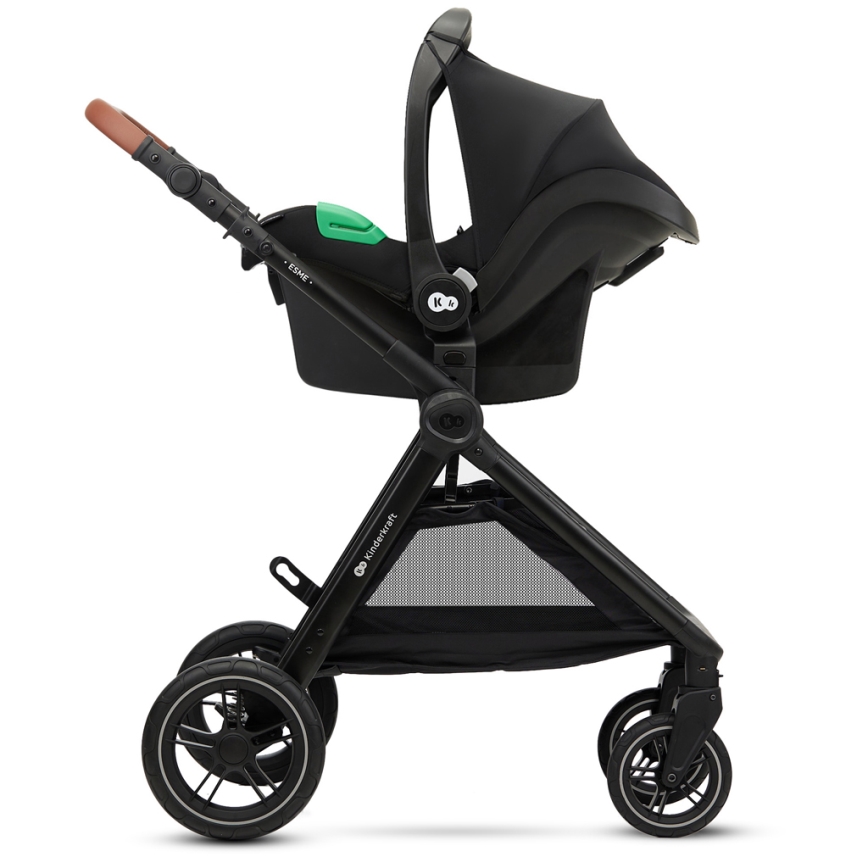 KINDERKRAFT - Carrinho de bebé combinado 3em1 ESME Sand bege + assento de automóvel MINK PRO