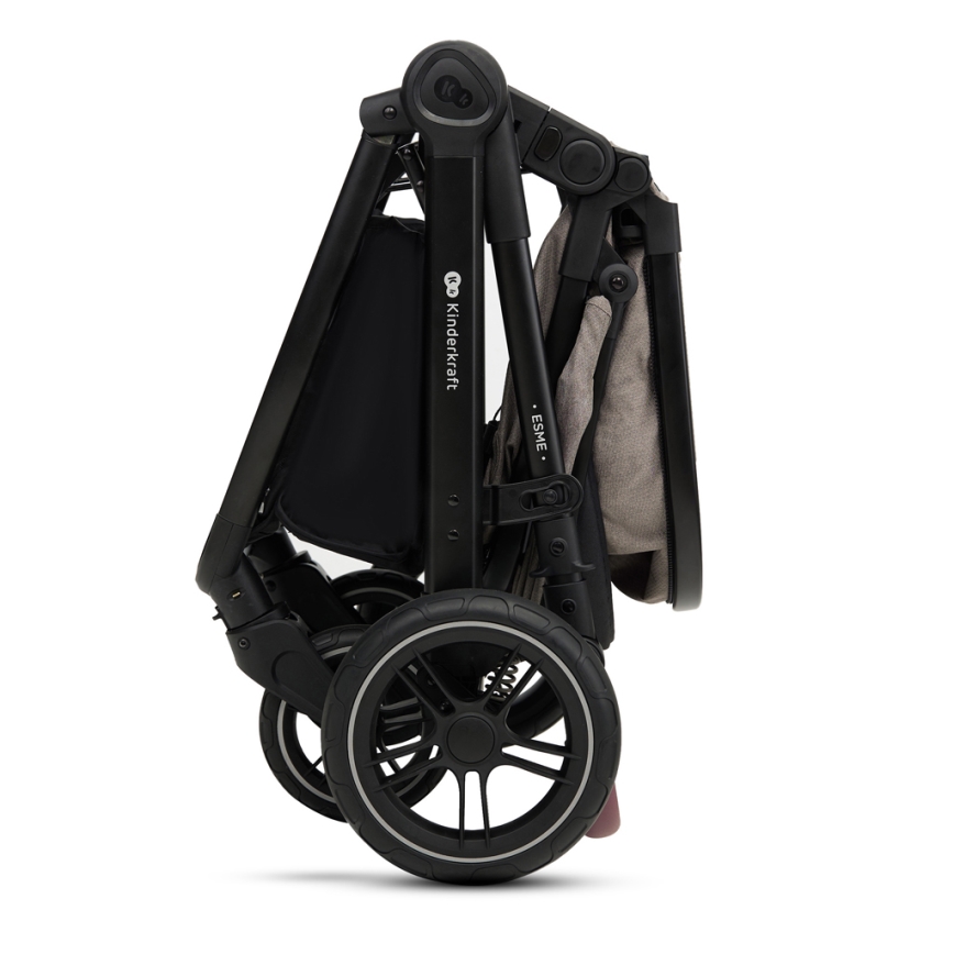 KINDERKRAFT - Carrinho de bebé combinado 3em1 ESME Sand bege + assento de automóvel MINK PRO