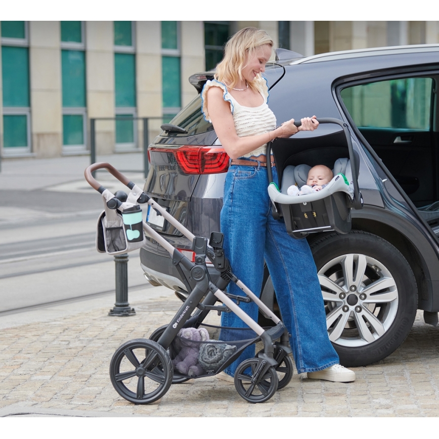 KINDERKRAFT - Carrinho de bebé combinado 3em1 MOOV 2 AIR Moonlight cinzento + assento de automóvel MINK PRO