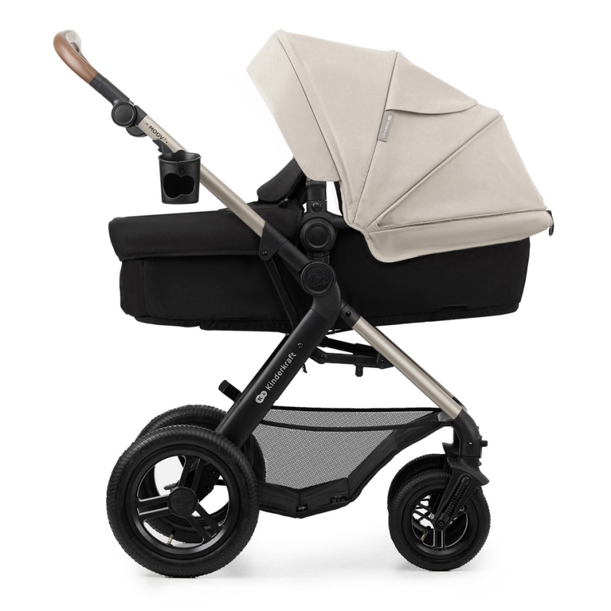 KINDERKRAFT - Carrinho de bebé combinado 3em1 MOOV 2 AIR Moonlight cinzento + assento de automóvel MINK PRO
