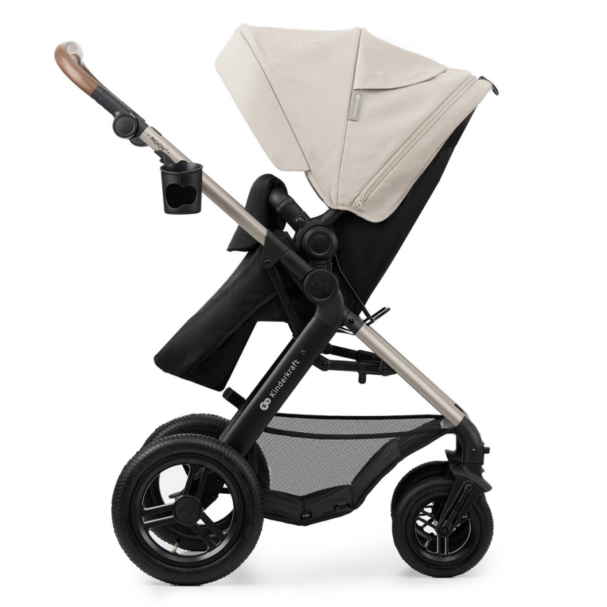 KINDERKRAFT - Carrinho de bebé combinado 3em1 MOOV 2 AIR Moonlight cinzento + assento de automóvel MINK PRO