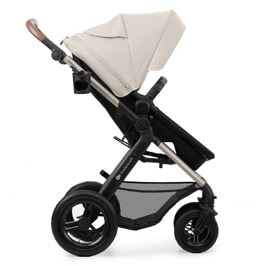 KINDERKRAFT - Carrinho de bebé combinado 3em1 MOOV 2 AIR Moonlight cinzento + assento de automóvel MINK PRO